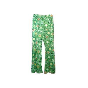 SHEIN green & yellow retro psychedelic flair leg stretch pants woman's size L